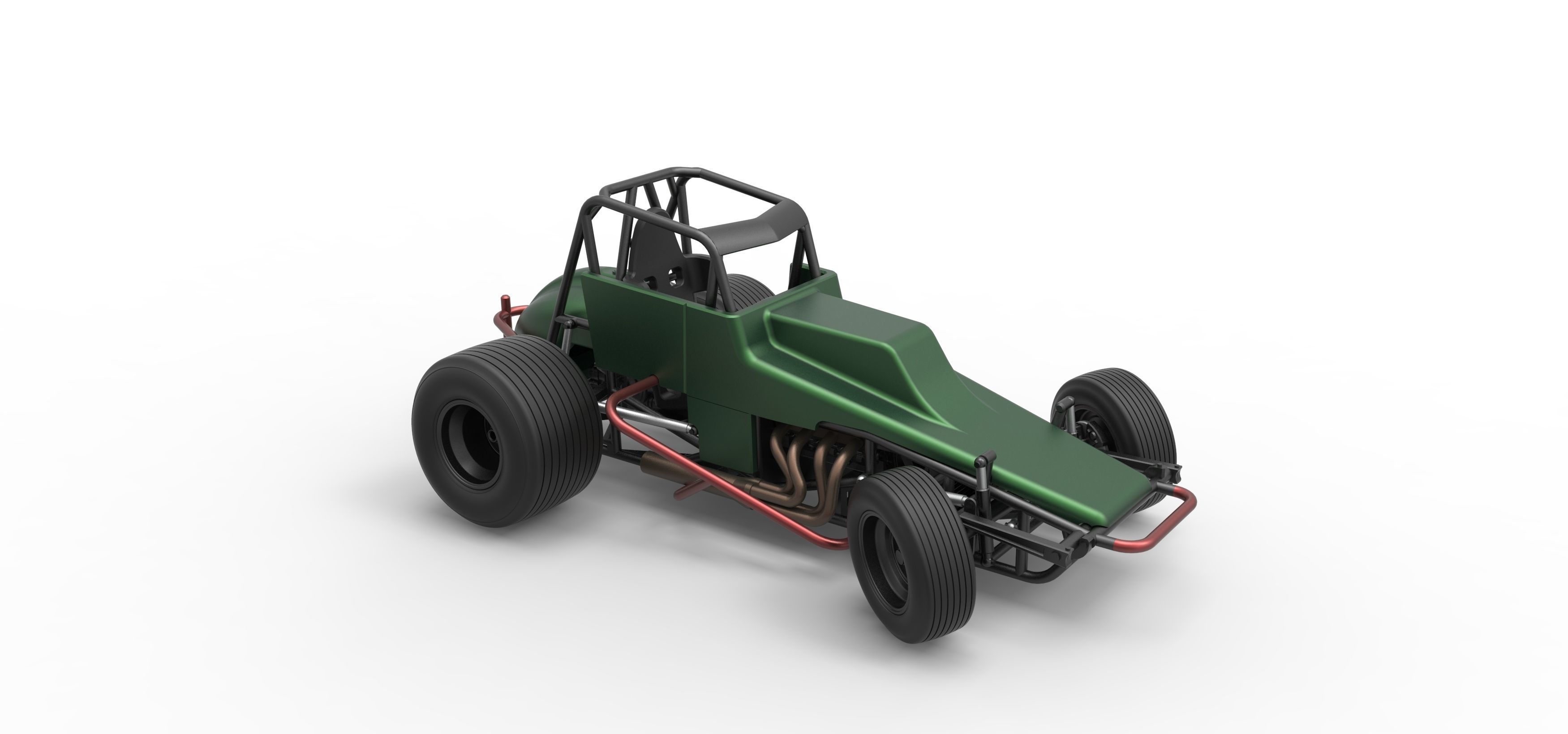 Vintage Sprint car while turning Scale 1 to 25 3D print model_22
