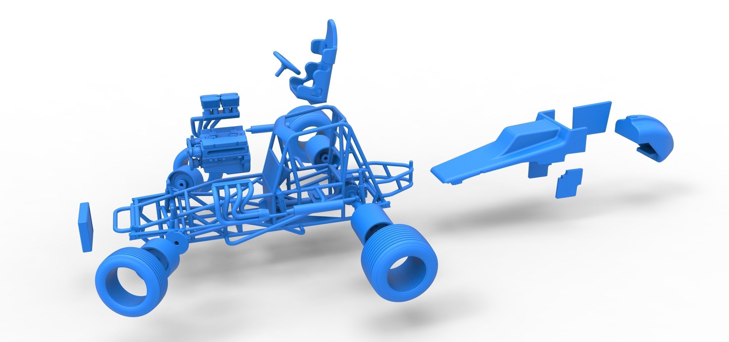 Vintage Sprint car while turning Scale 1 to 25 3D print model_50