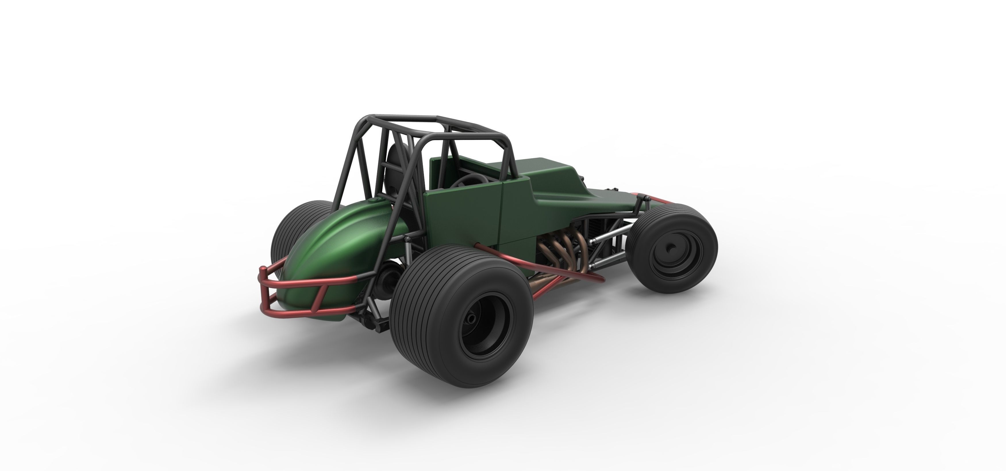 Vintage Sprint car while turning Scale 1 to 25 3D print model_18