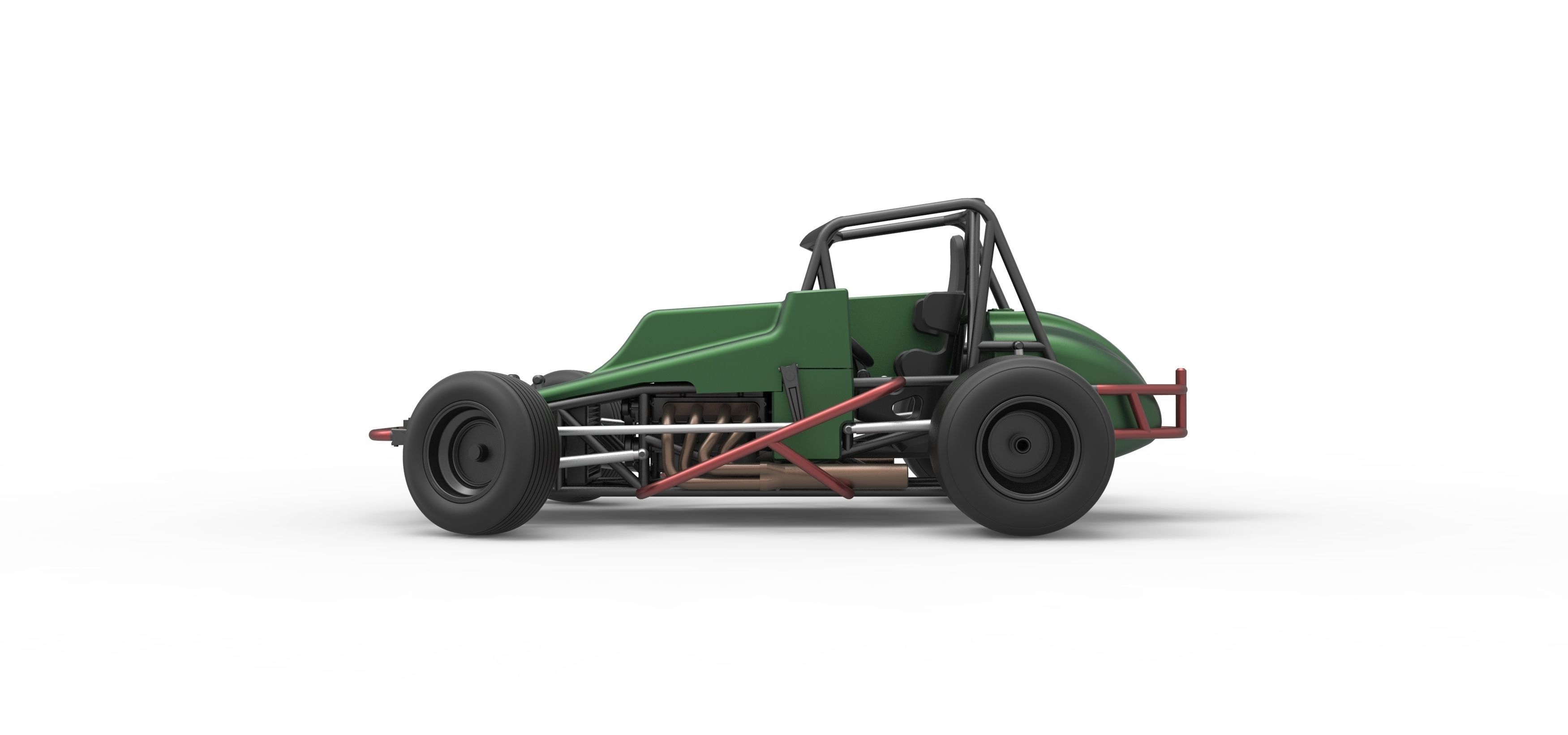 Vintage Sprint car while turning Scale 1 to 25 3D print model_9