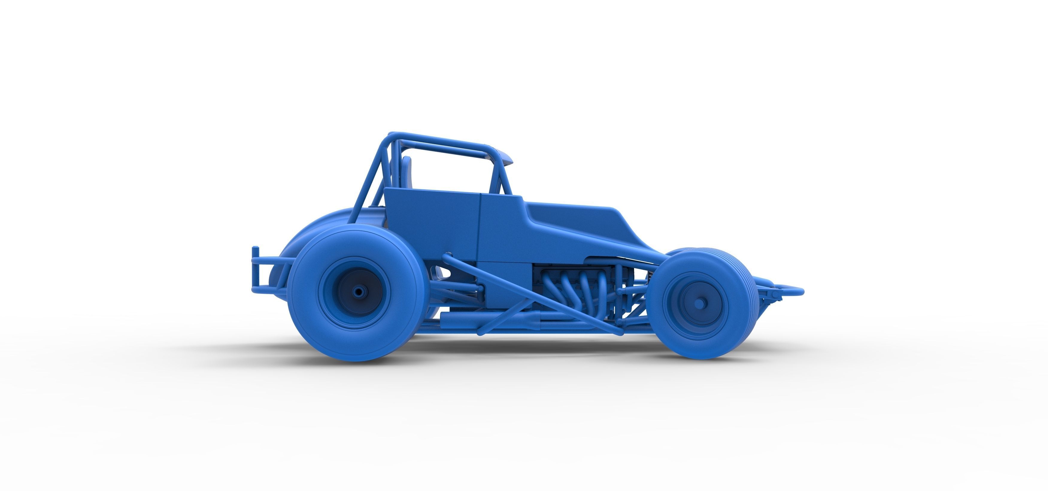 Vintage Sprint car while turning Scale 1 to 25 3D print model_44