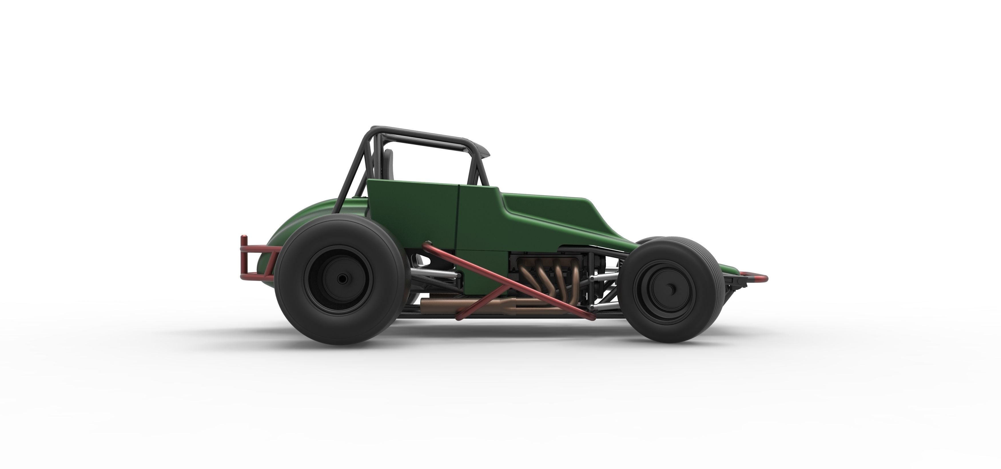 Vintage Sprint car while turning Scale 1 to 25 3D print model_20