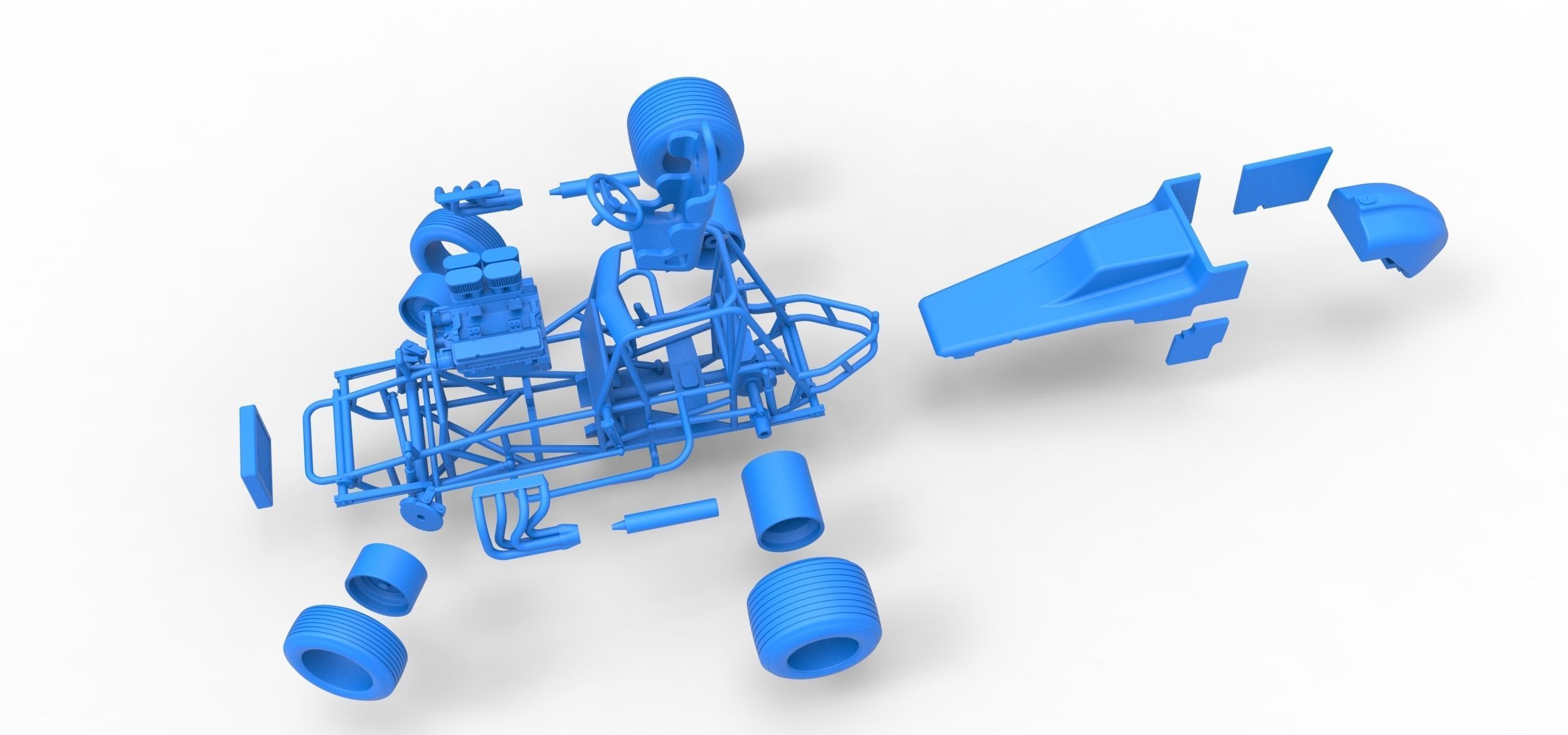 Vintage Sprint car while turning Scale 1 to 25 3D print model_51