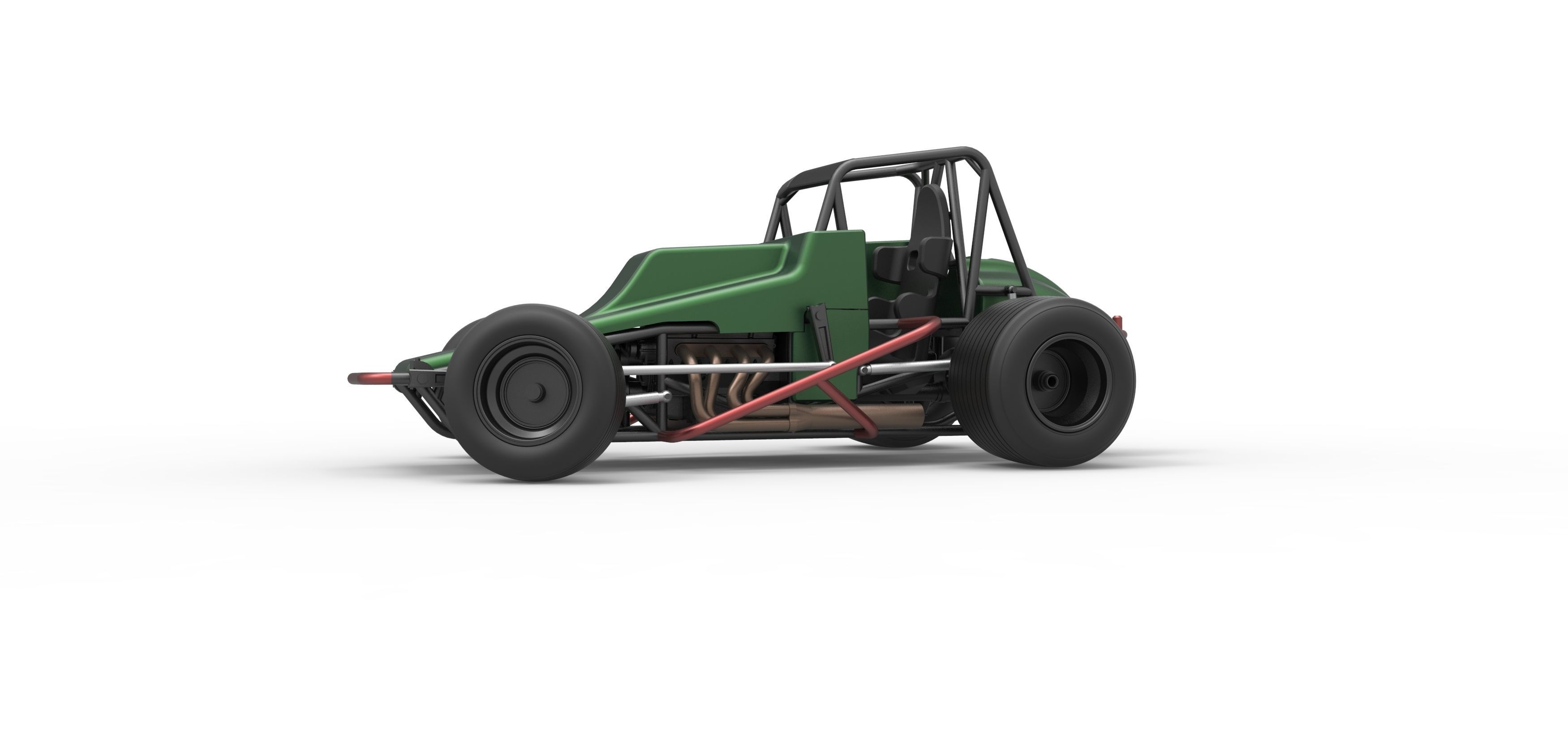 Vintage Sprint car while turning Scale 1 to 25 3D print model_7
