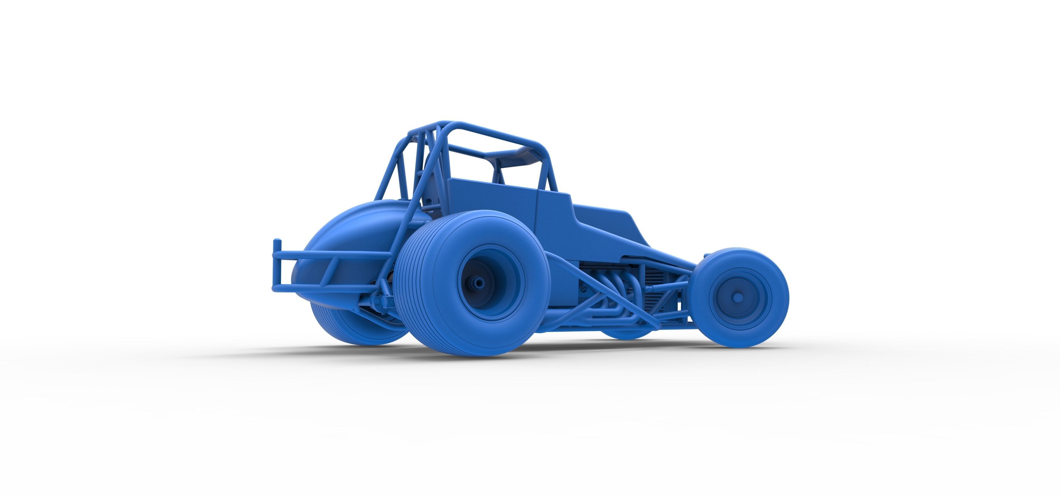 Vintage Sprint car while turning Scale 1 to 25 3D print model_43