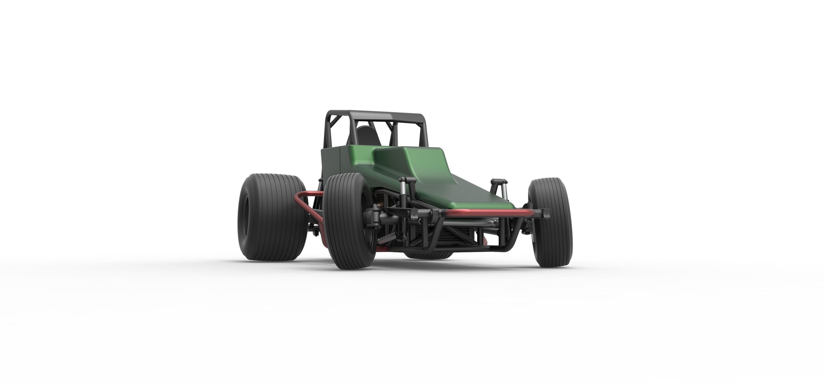 Vintage Sprint car while turning Scale 1 to 25 3D print model_25