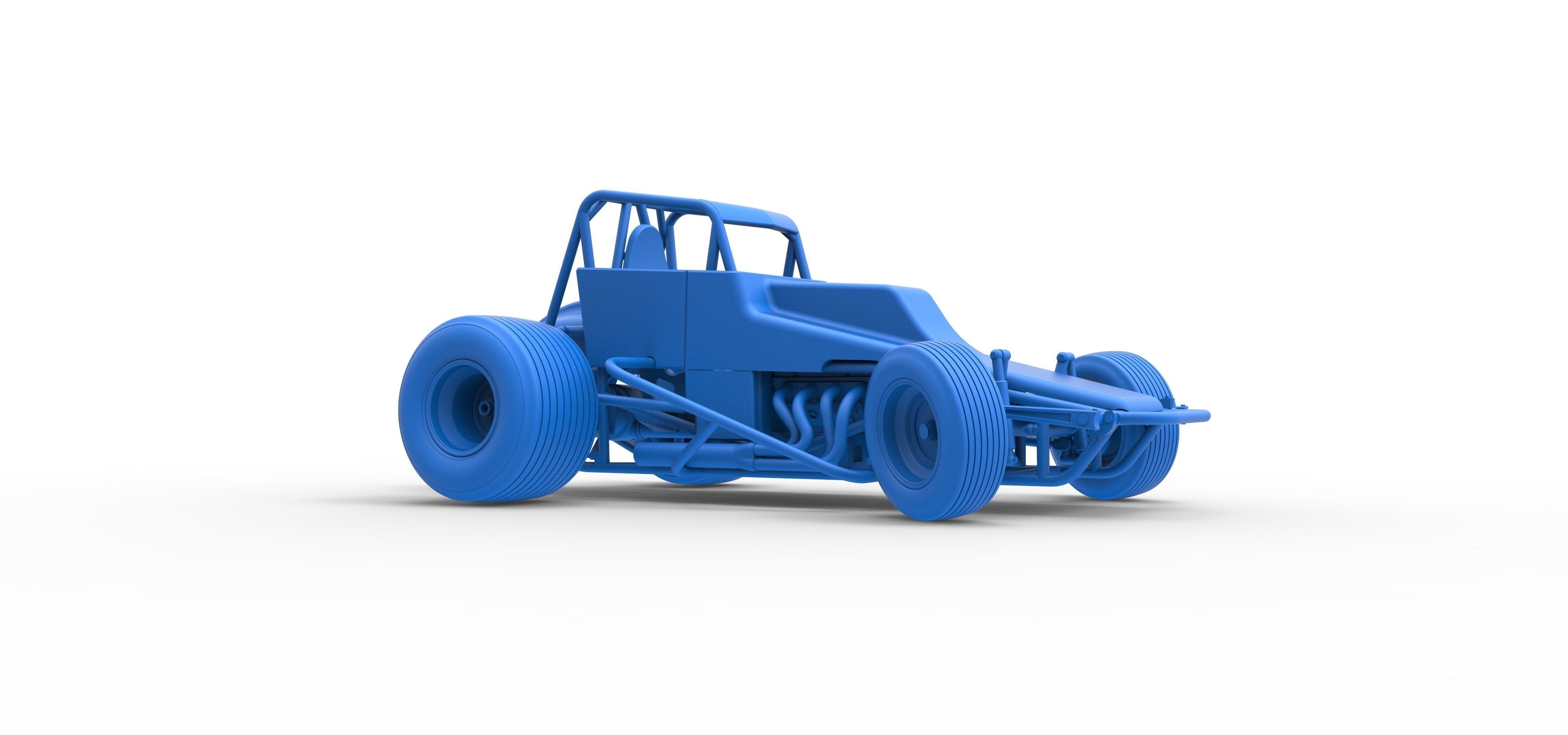 Vintage Sprint car while turning Scale 1 to 25 3D print model_47