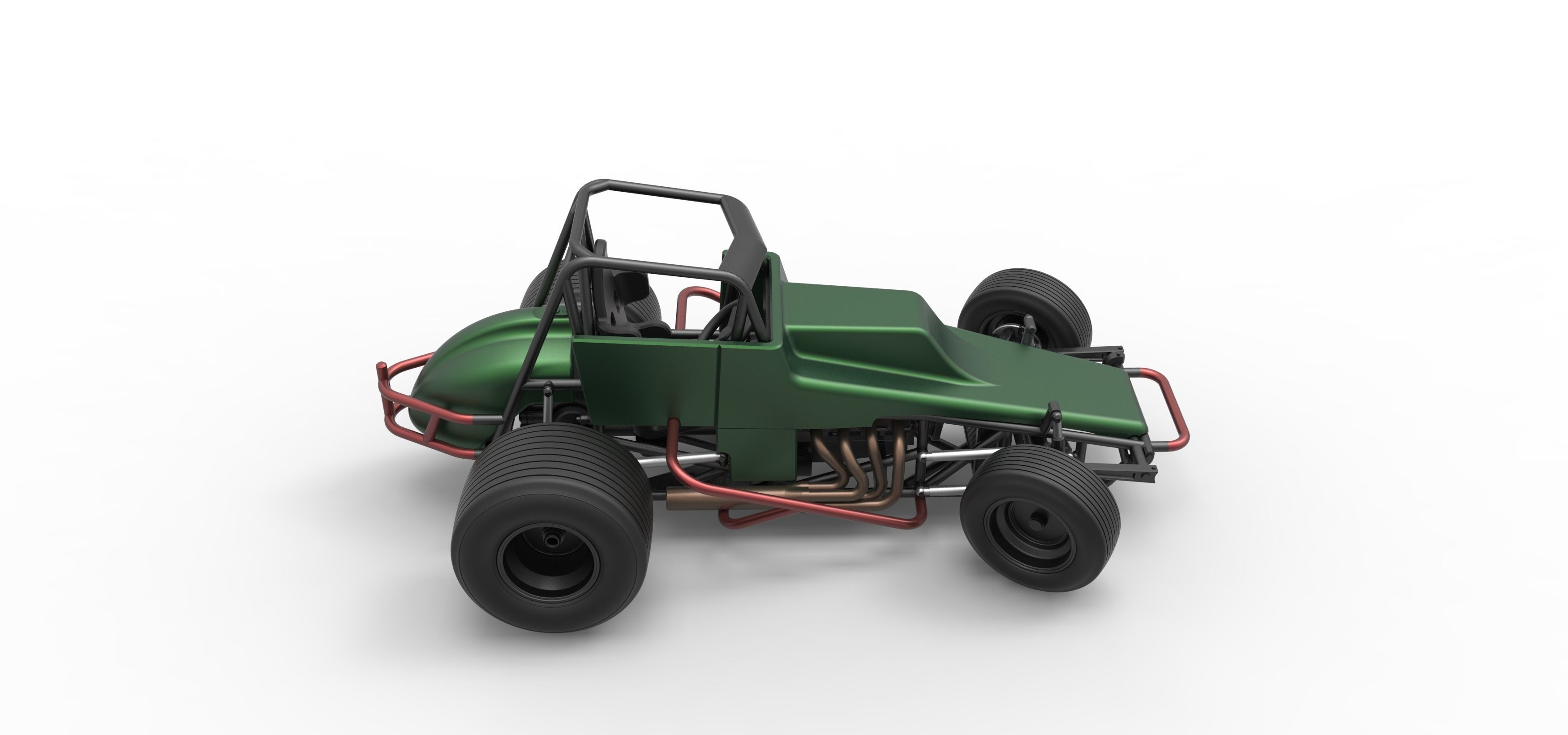 Vintage Sprint car while turning Scale 1 to 25 3D print model_21