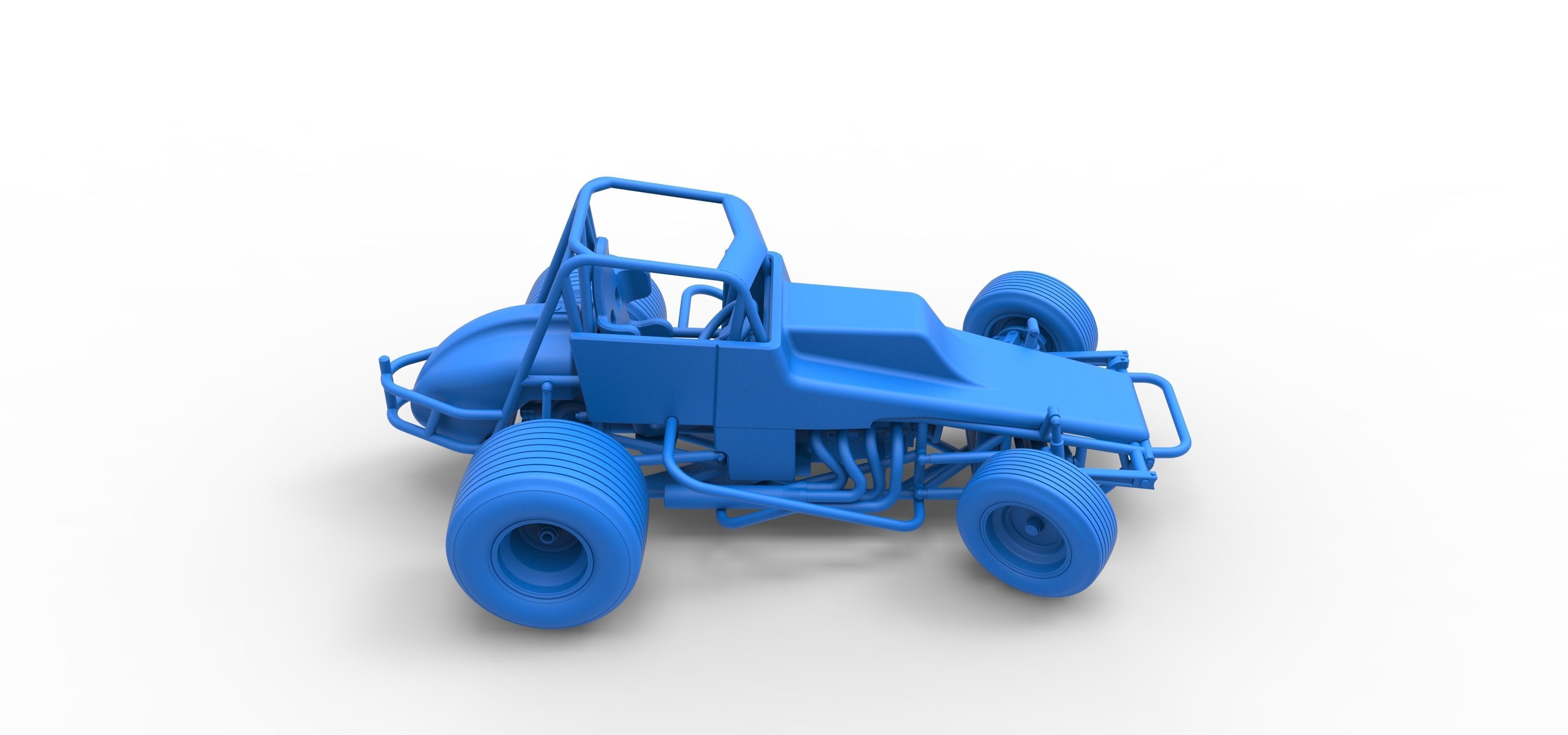 Vintage Sprint car while turning Scale 1 to 25 3D print model_45