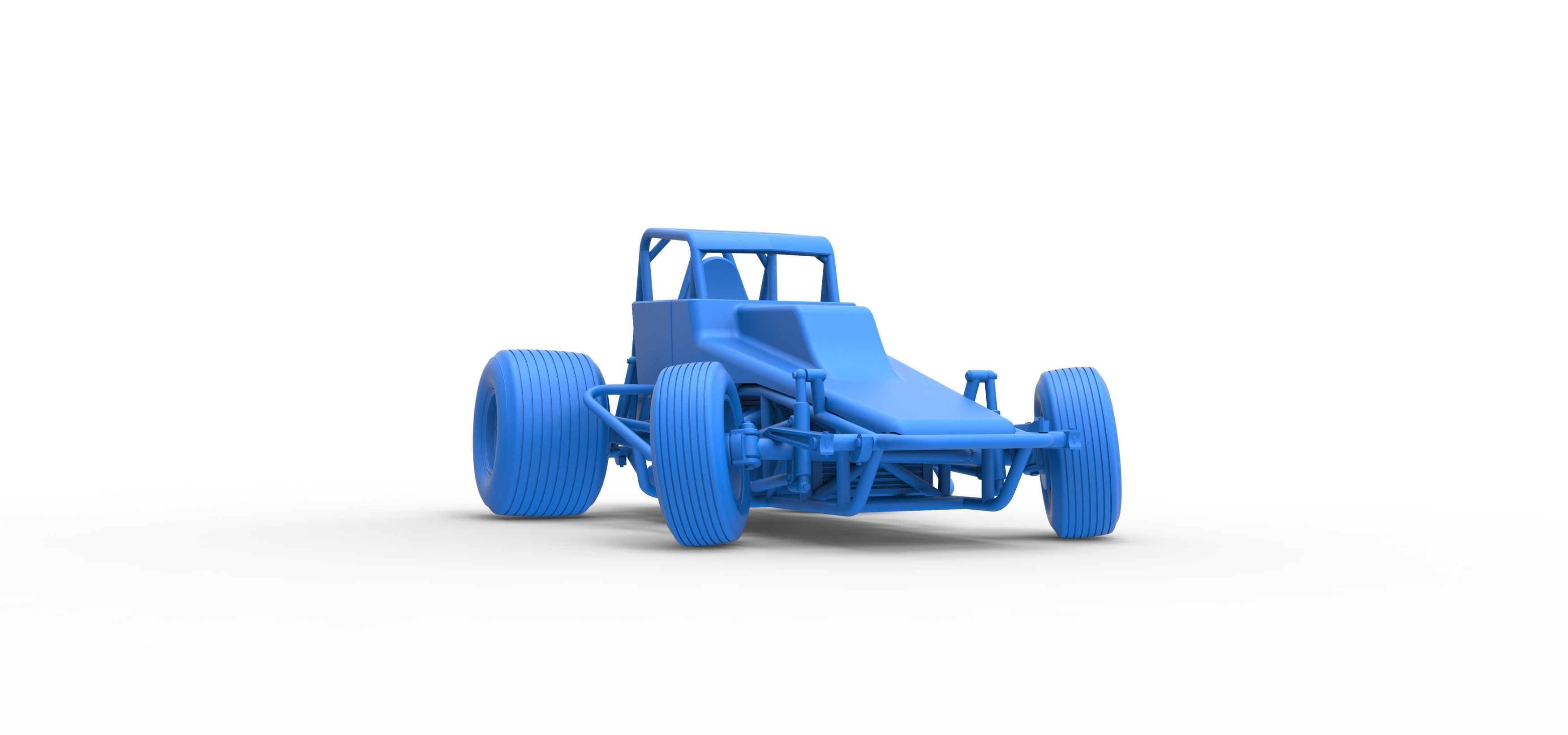 Vintage Sprint car while turning Scale 1 to 25 3D print model_49