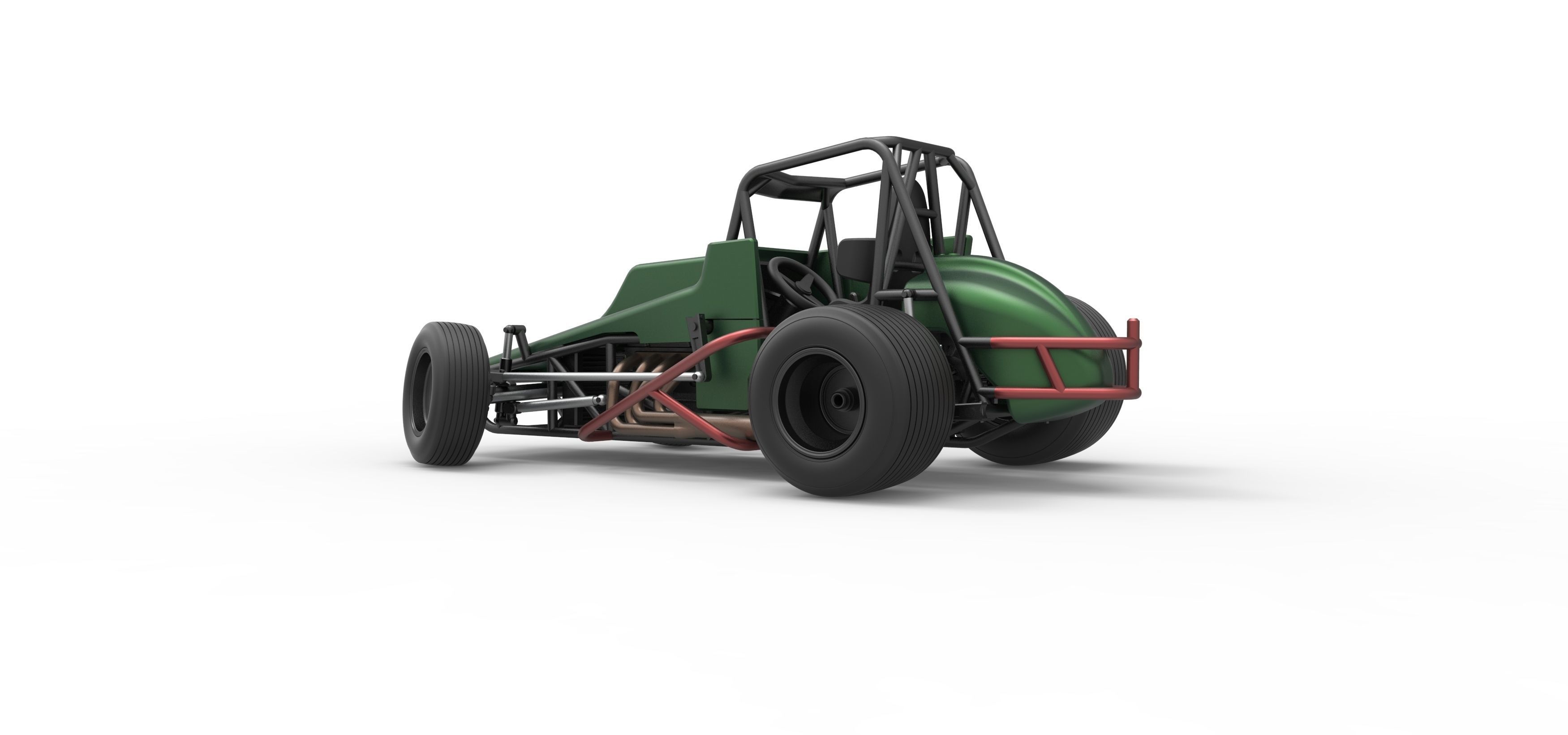 Vintage Sprint car while turning Scale 1 to 25 3D print model_13