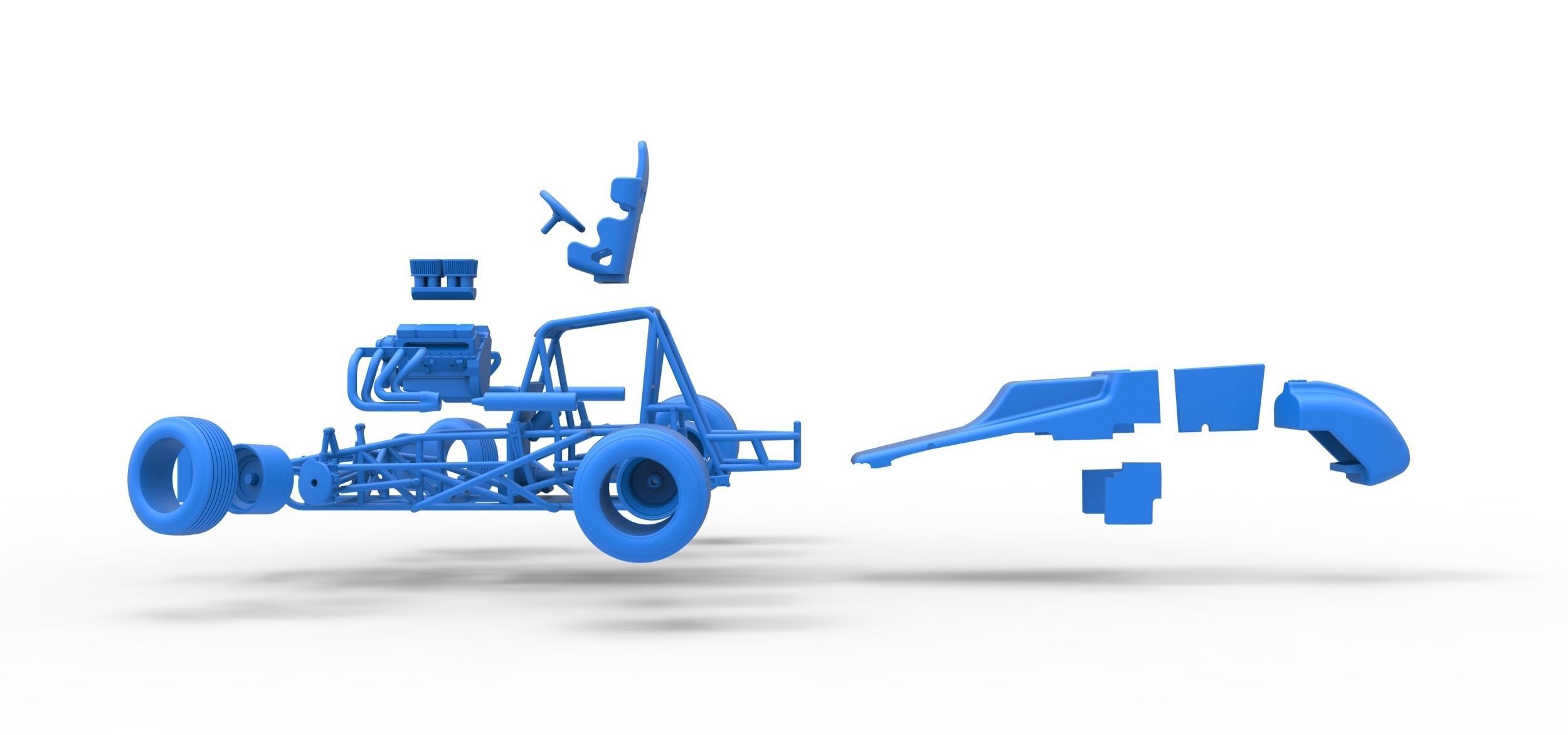 Vintage Sprint car while turning Scale 1 to 25 3D print model_54