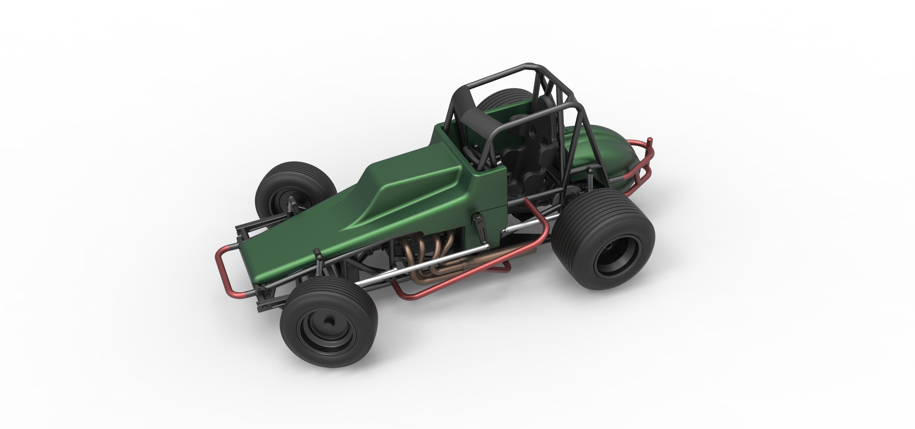 Vintage Sprint car while turning Scale 1 to 25 3D print model_6
