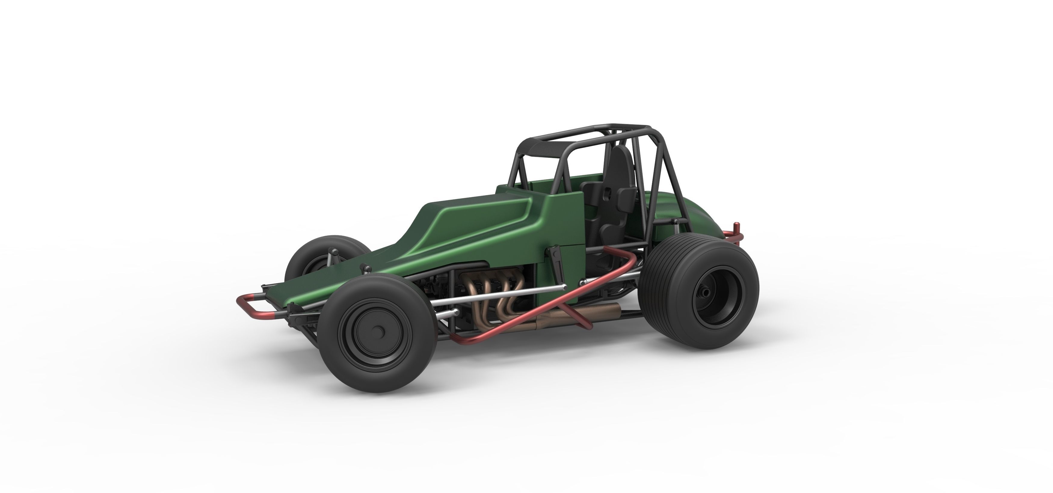 Vintage Sprint car while turning Scale 1 to 25 3D print model_5