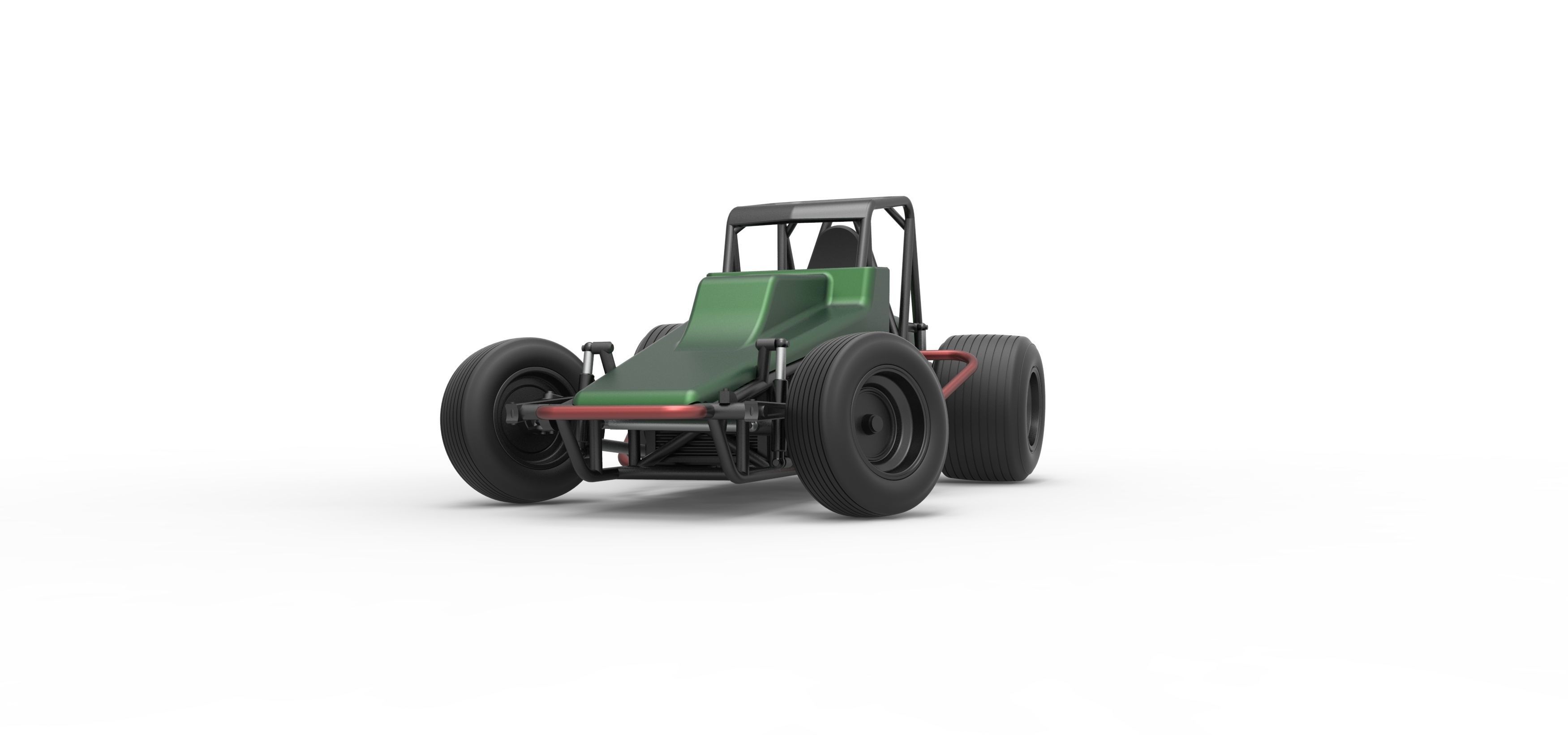Vintage Sprint car while turning Scale 1 to 25 3D print model_2