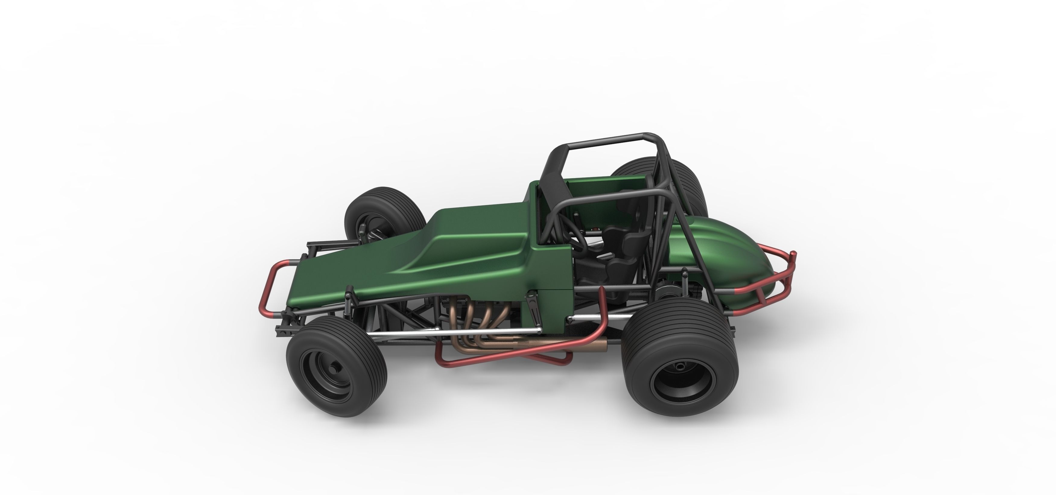 Vintage Sprint car while turning Scale 1 to 25 3D print model_10