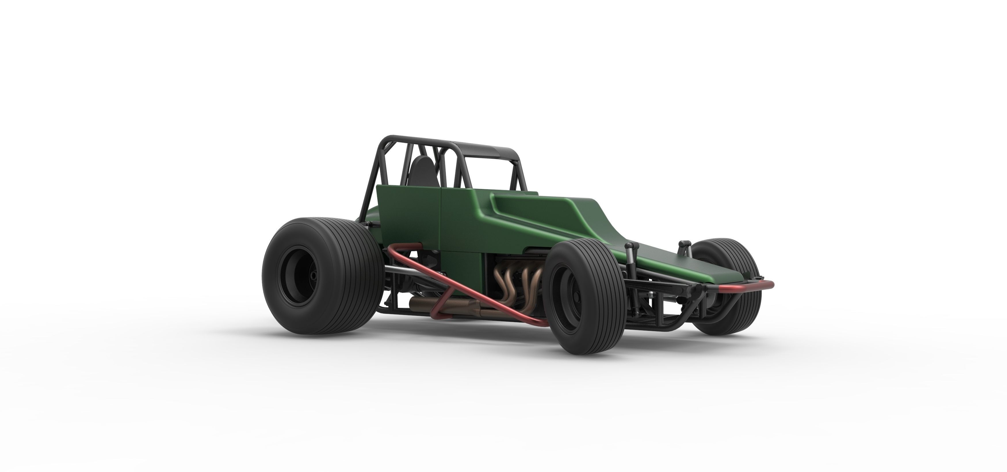 Vintage Sprint car while turning Scale 1 to 25 3D print model_23
