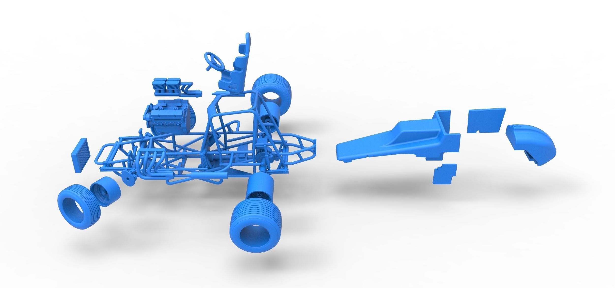 Vintage Sprint car while turning Scale 1 to 25 3D print model_55