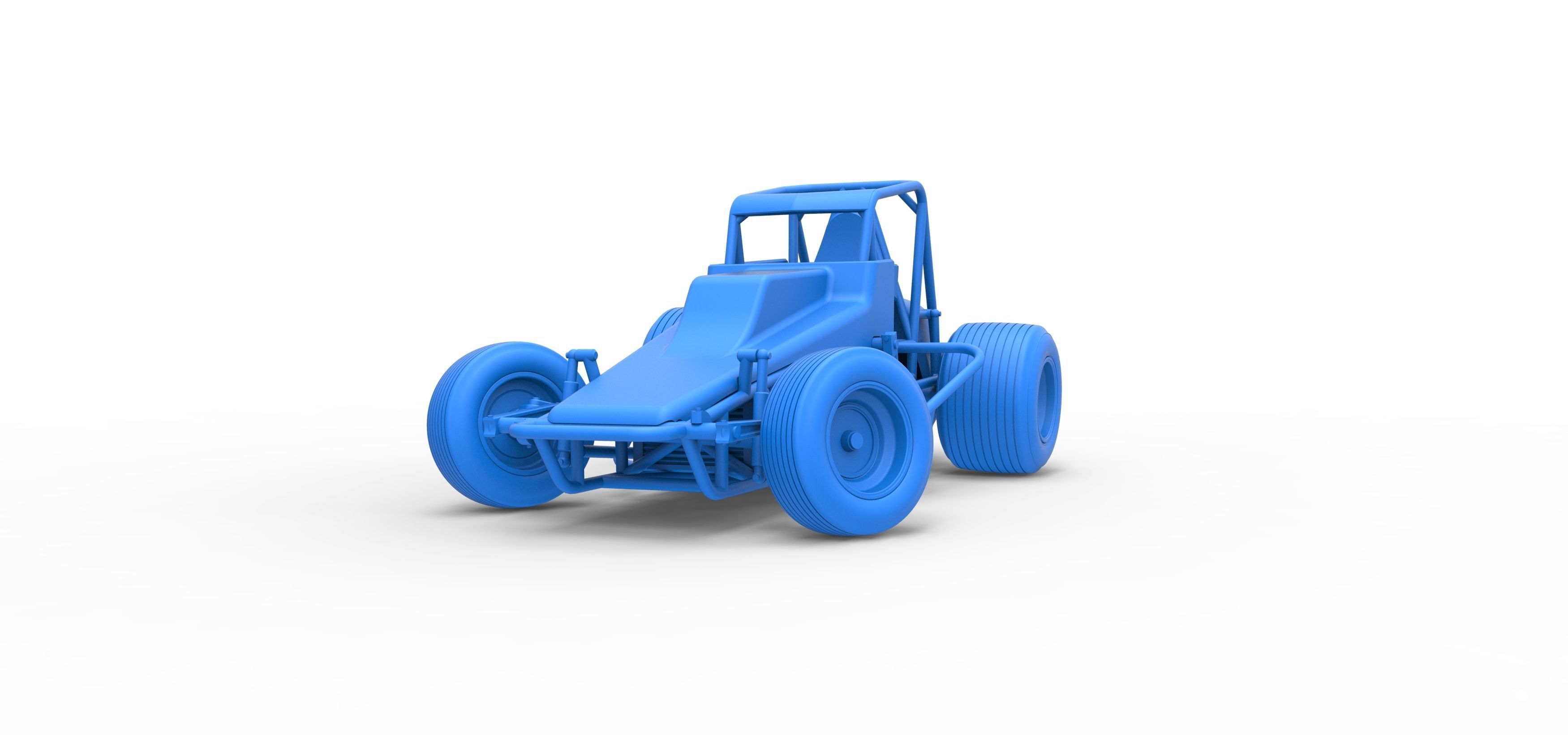 Vintage Sprint car while turning Scale 1 to 25 3D print model_27