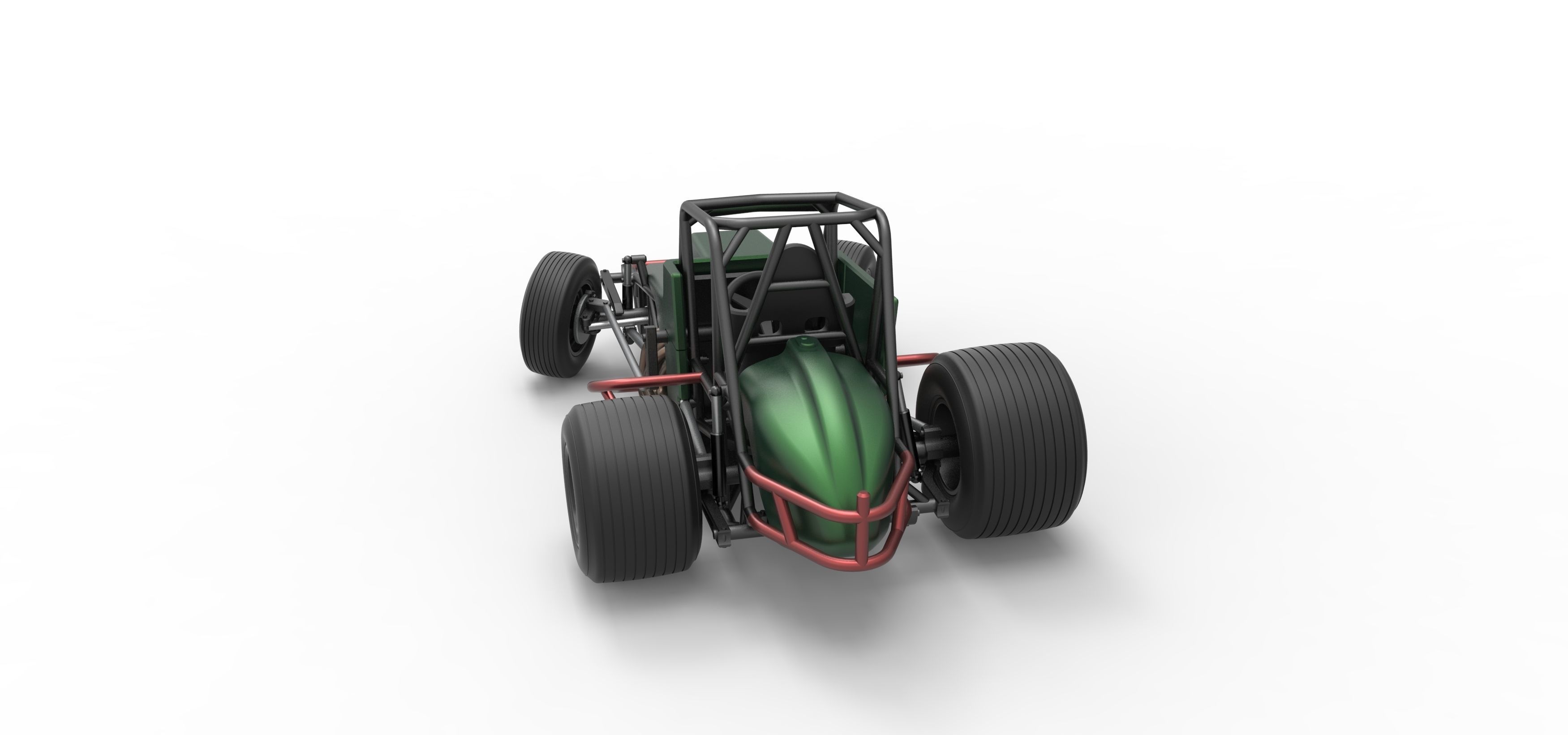 Vintage Sprint car while turning Scale 1 to 25 3D print model_14