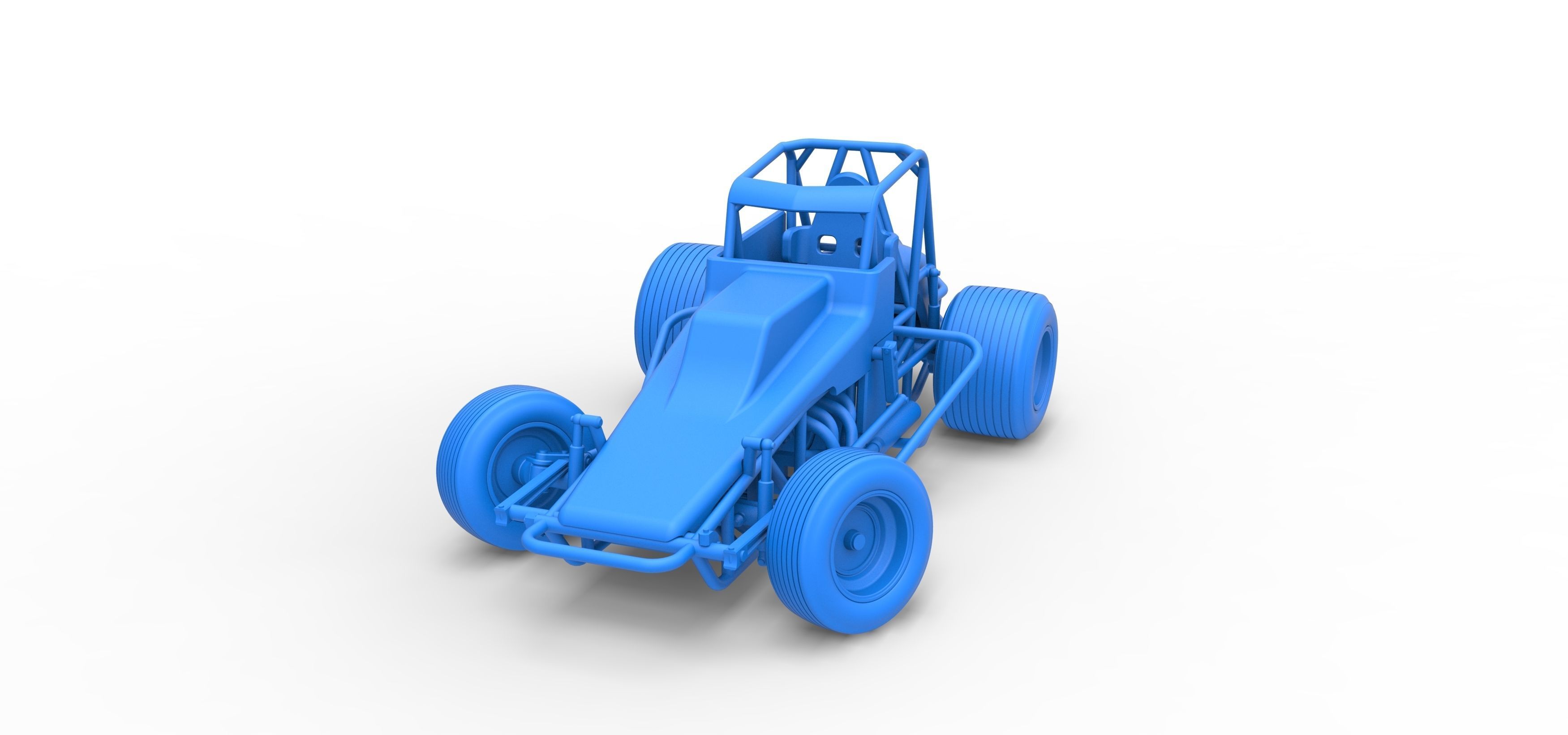 Vintage Sprint car while turning Scale 1 to 25 3D print model_26