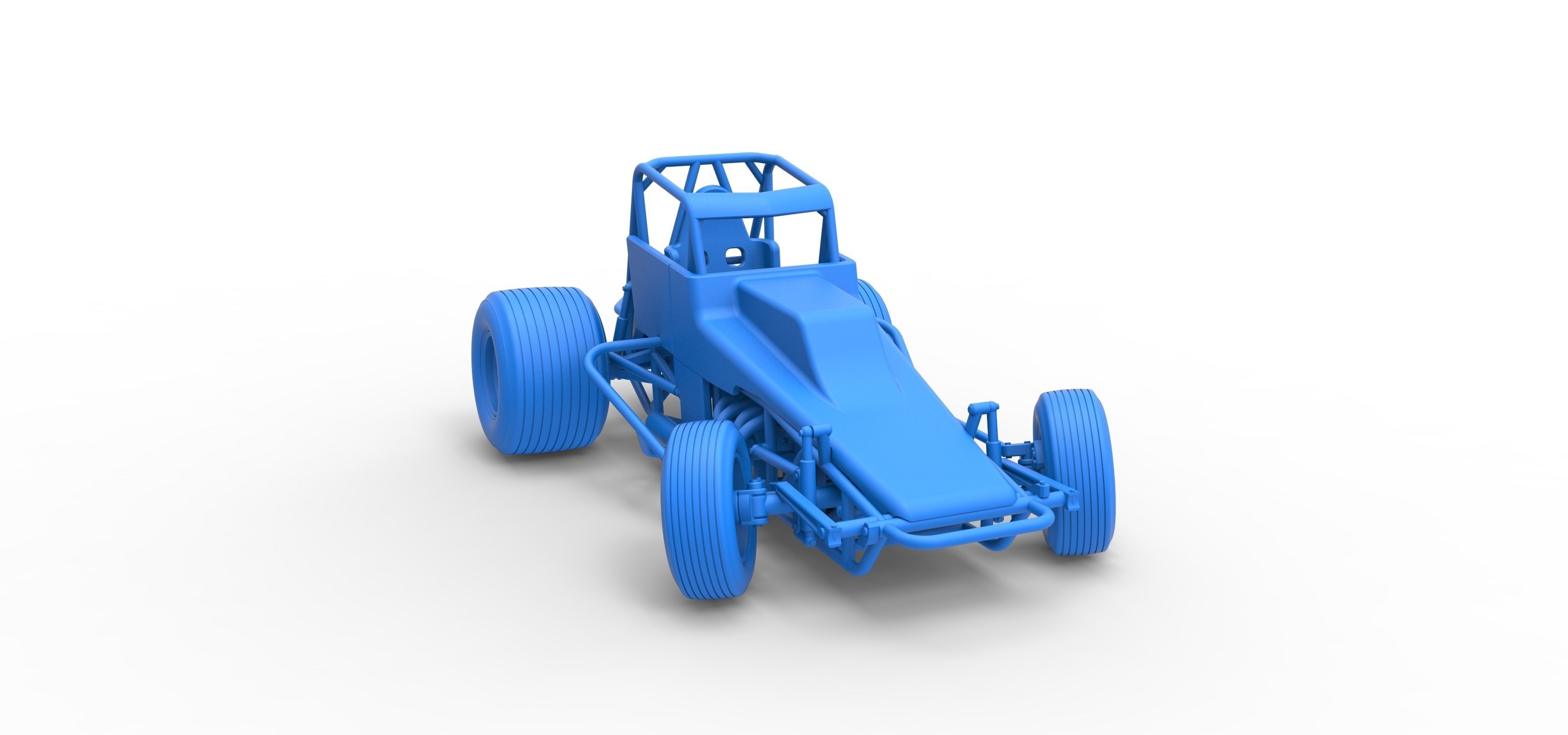 Vintage Sprint car while turning Scale 1 to 25 3D print model_48