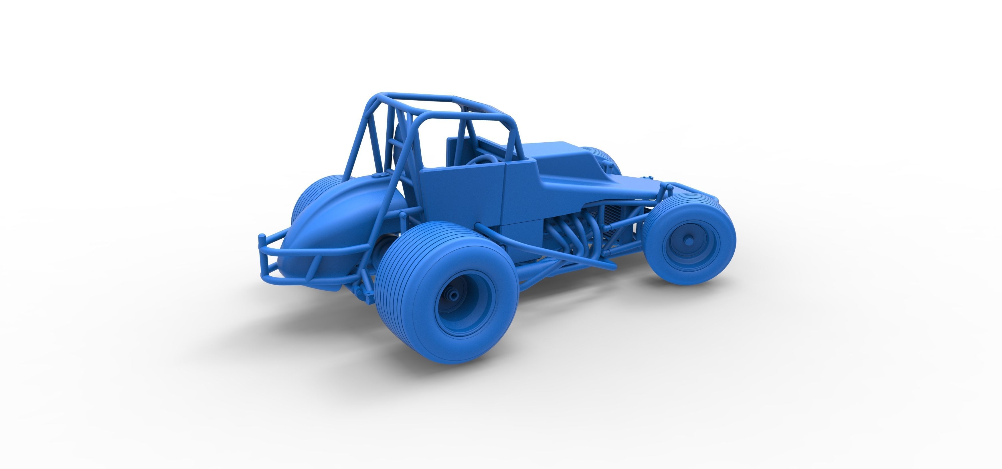 Vintage Sprint car while turning Scale 1 to 25 3D print model_42