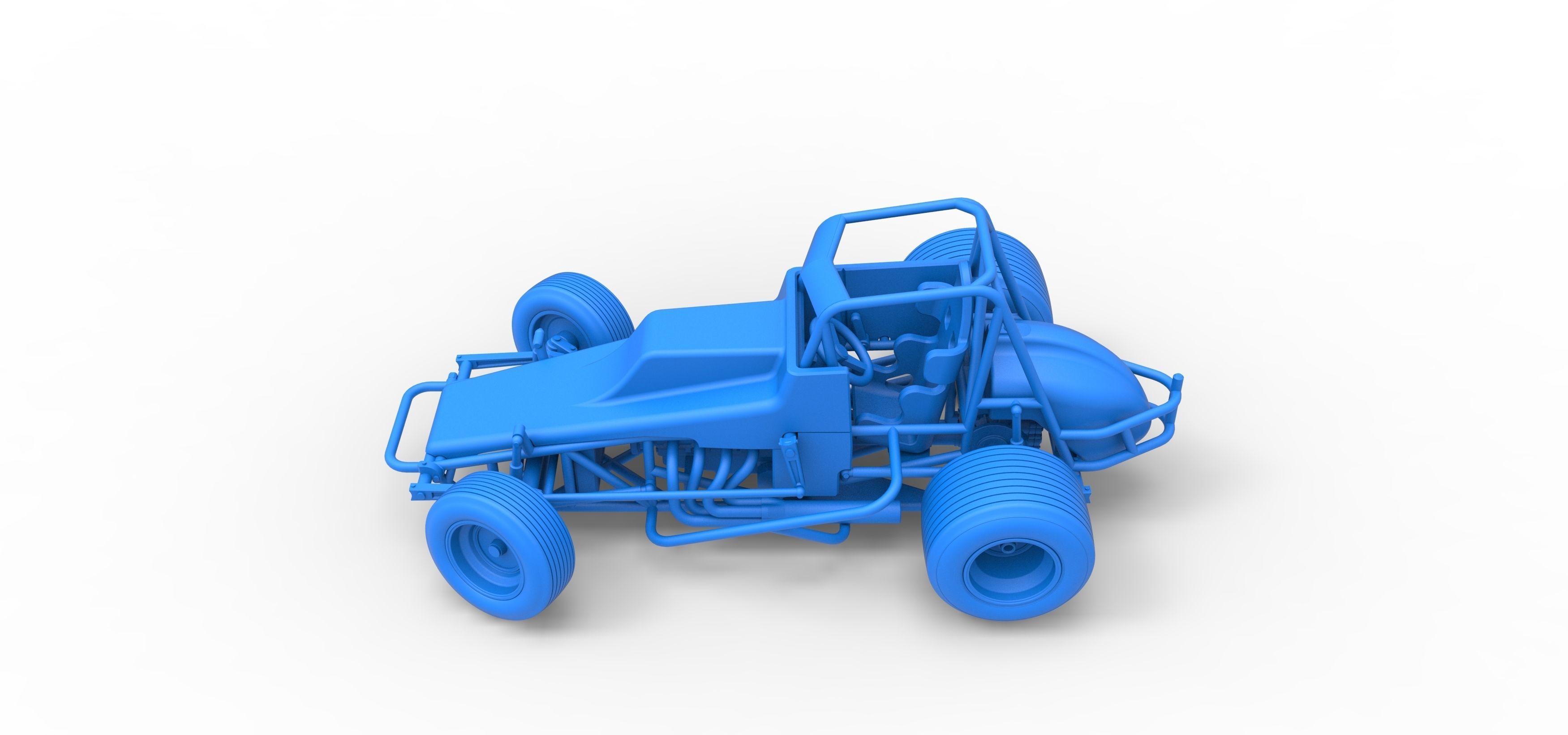 Vintage Sprint car while turning Scale 1 to 25 3D print model_34