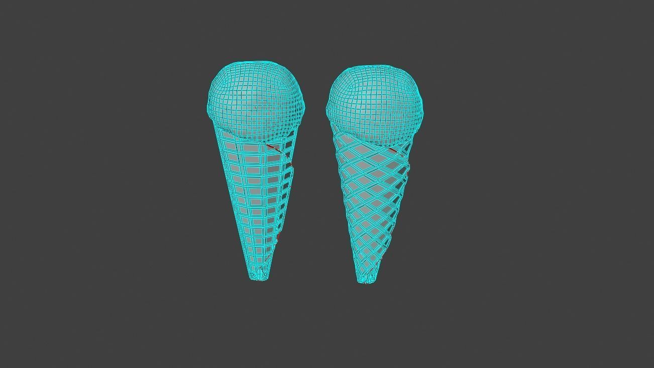 Realistic Ice Cream Cone 3D Model 3D model_3