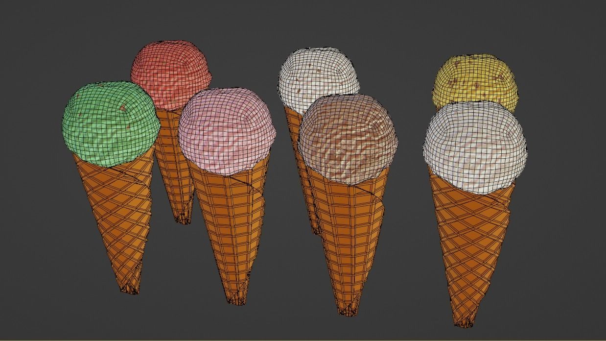 Realistic Ice Cream Cone 3D Model 3D model_2
