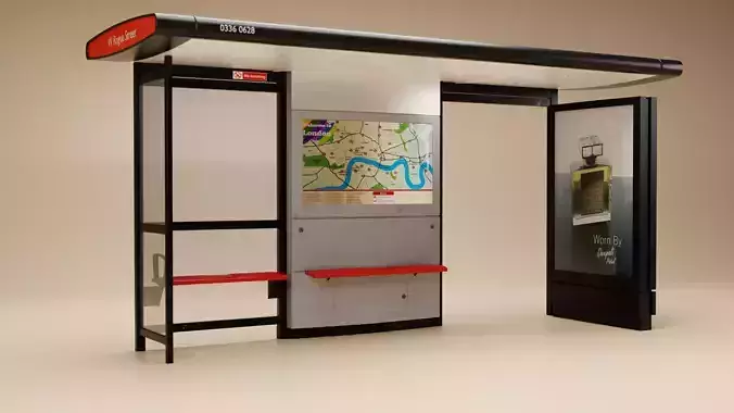 London City Bus Stop Shelter 3D model