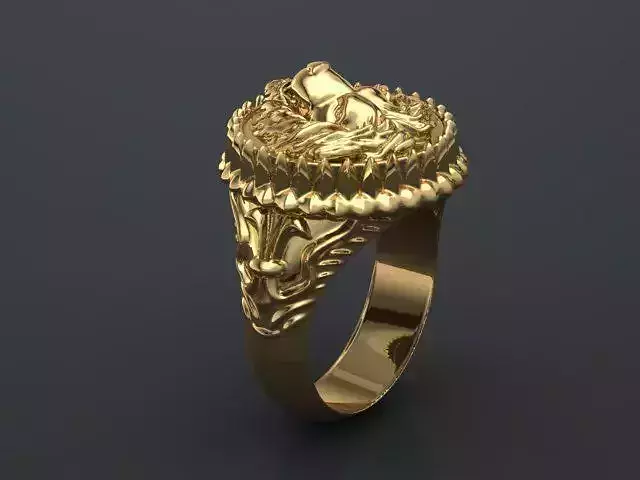 Lionhead ring for men 3D printable file 3D print model