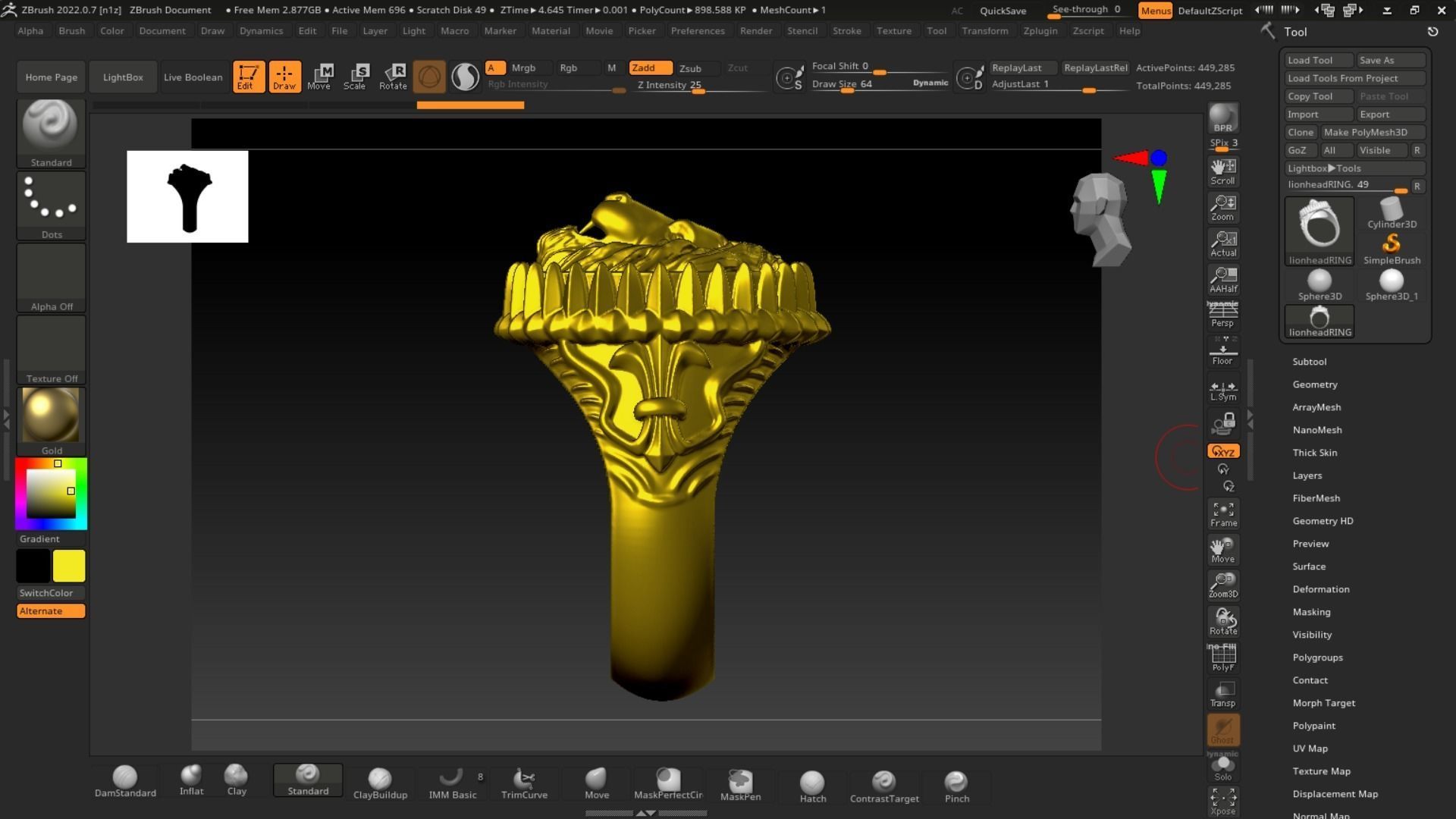 Lionhead ring for men 3D printable file 3D print model_8