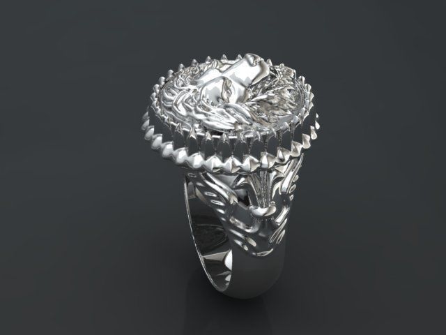 Lionhead ring for men 3D printable file 3D print model_3