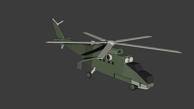 Mi-24 military helicopter Low-poly 3D model