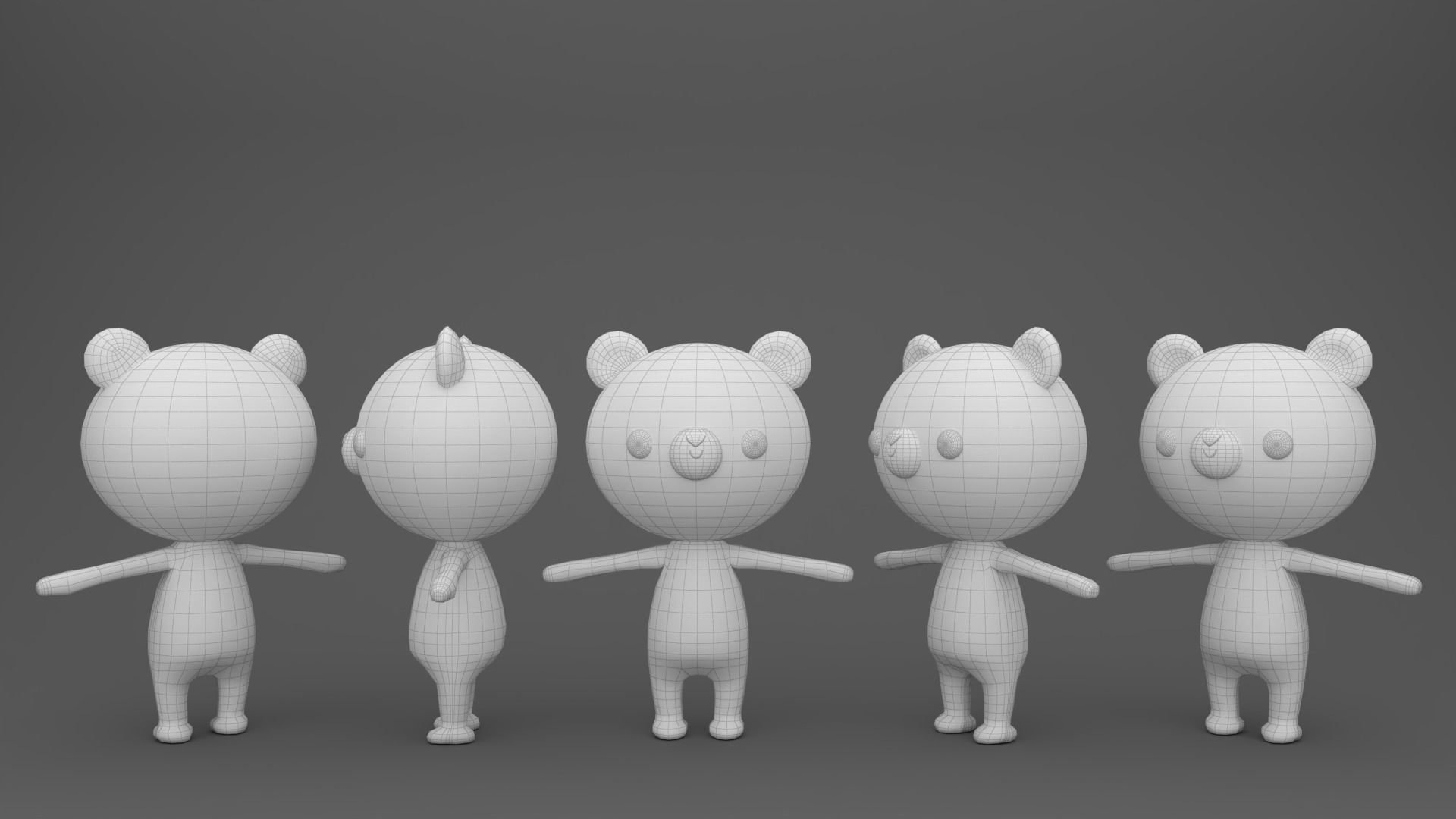 Stylized Bear Animated v001 Low-poly 3D model_12