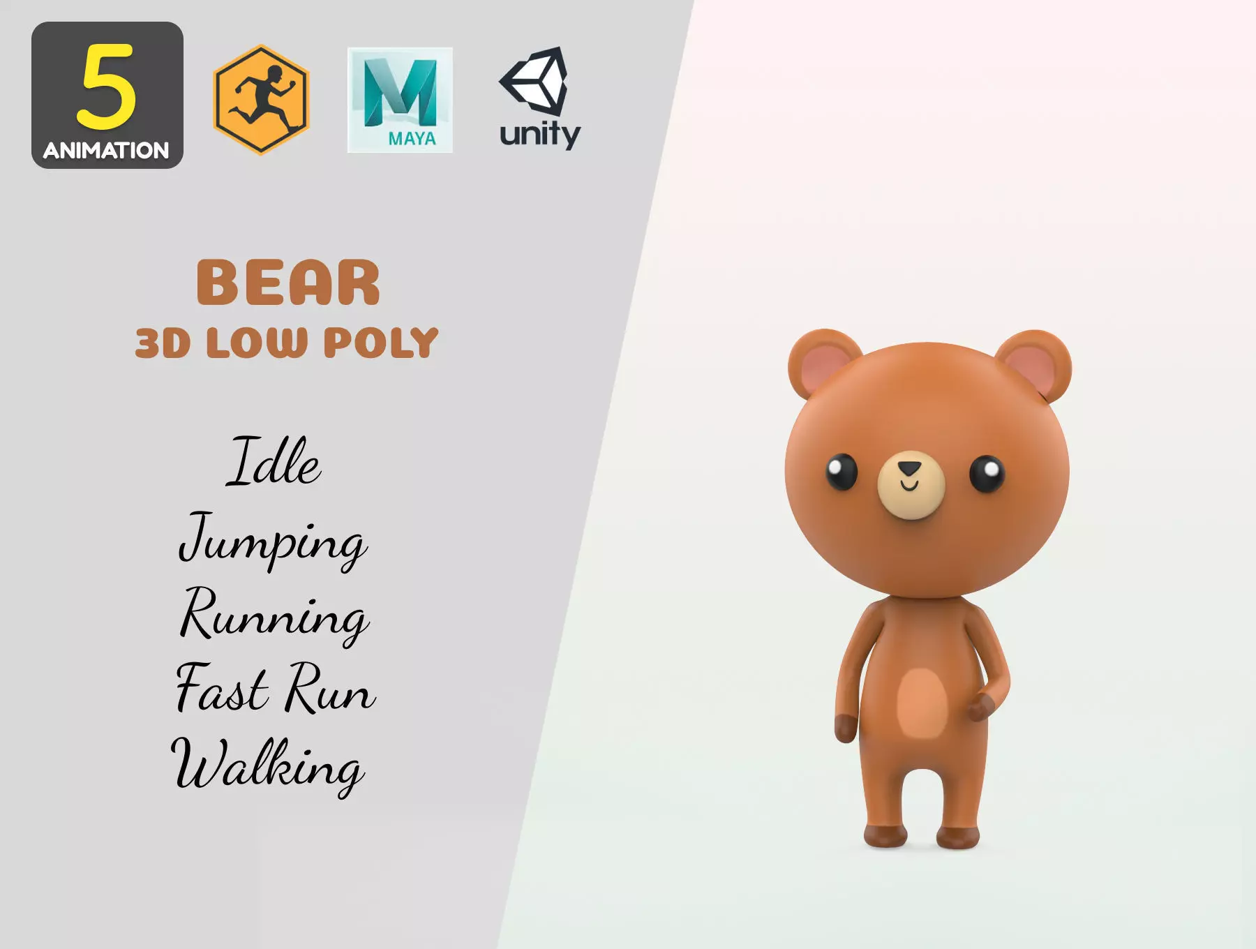 Stylized Bear Animated v001 Low-poly 3D model_0