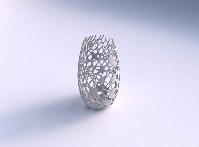 Spacious vase with cracked and twisted organic lattice