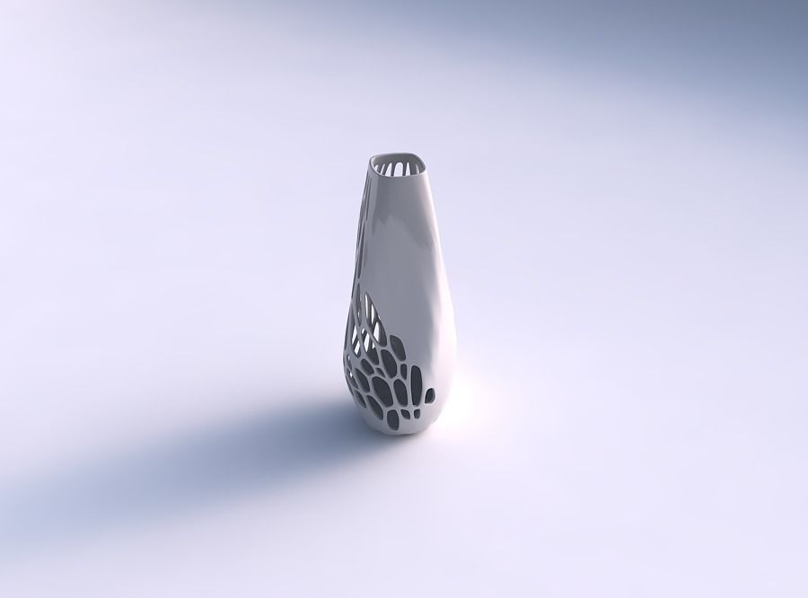 Narrow top vase helix with organic lattice half solid 3D print model_0