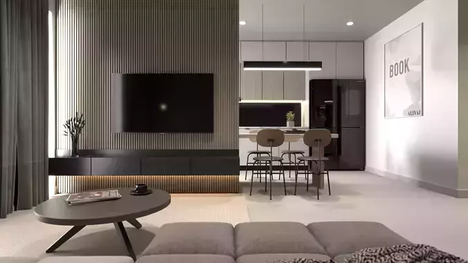 Interior Living Room Model Vray 3D Scene