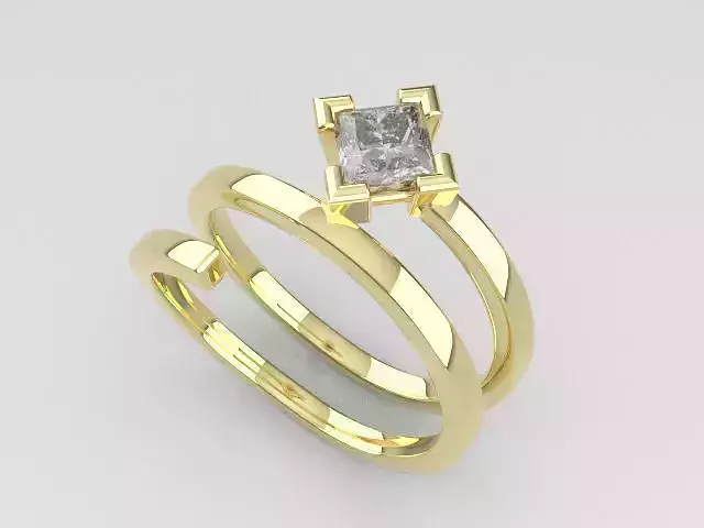 Triple Hoop Solitaire Ring with Diamond