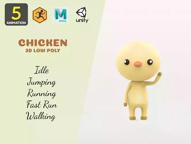 Stylized Chicken Animated v001 Low-poly 3D model