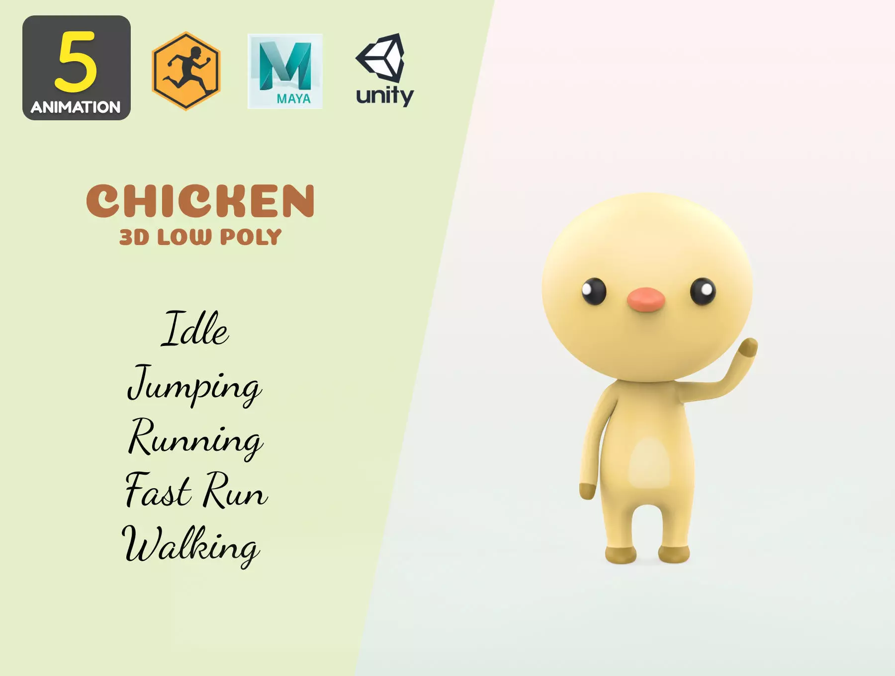 Stylized Chicken Animated v001 Low-poly 3D model_0