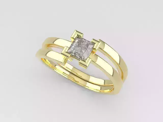 PRINCESS DIAMOND SOLITAIRE WITH TRIPLE HOOP