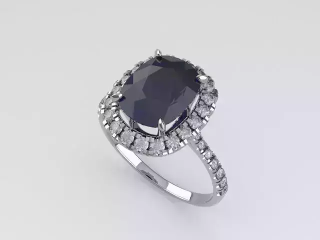 Sapphire Ring 9x7 Diamonds