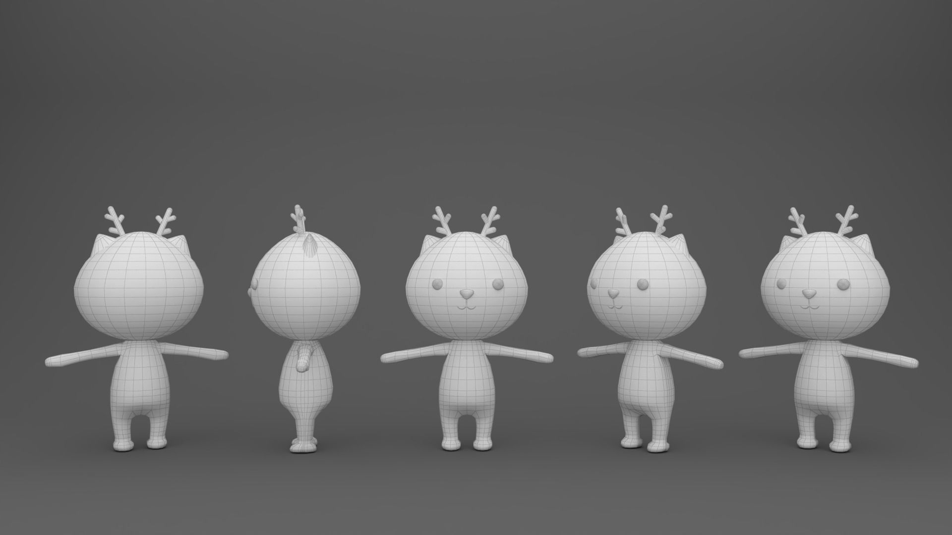 Stylized Deer Animated v001 Low-poly 3D model_12