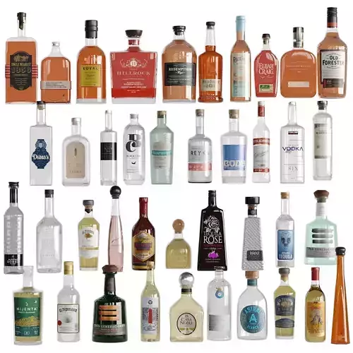 Bottles Vol 7 Whiskey vodka tequila Low-poly 3D model