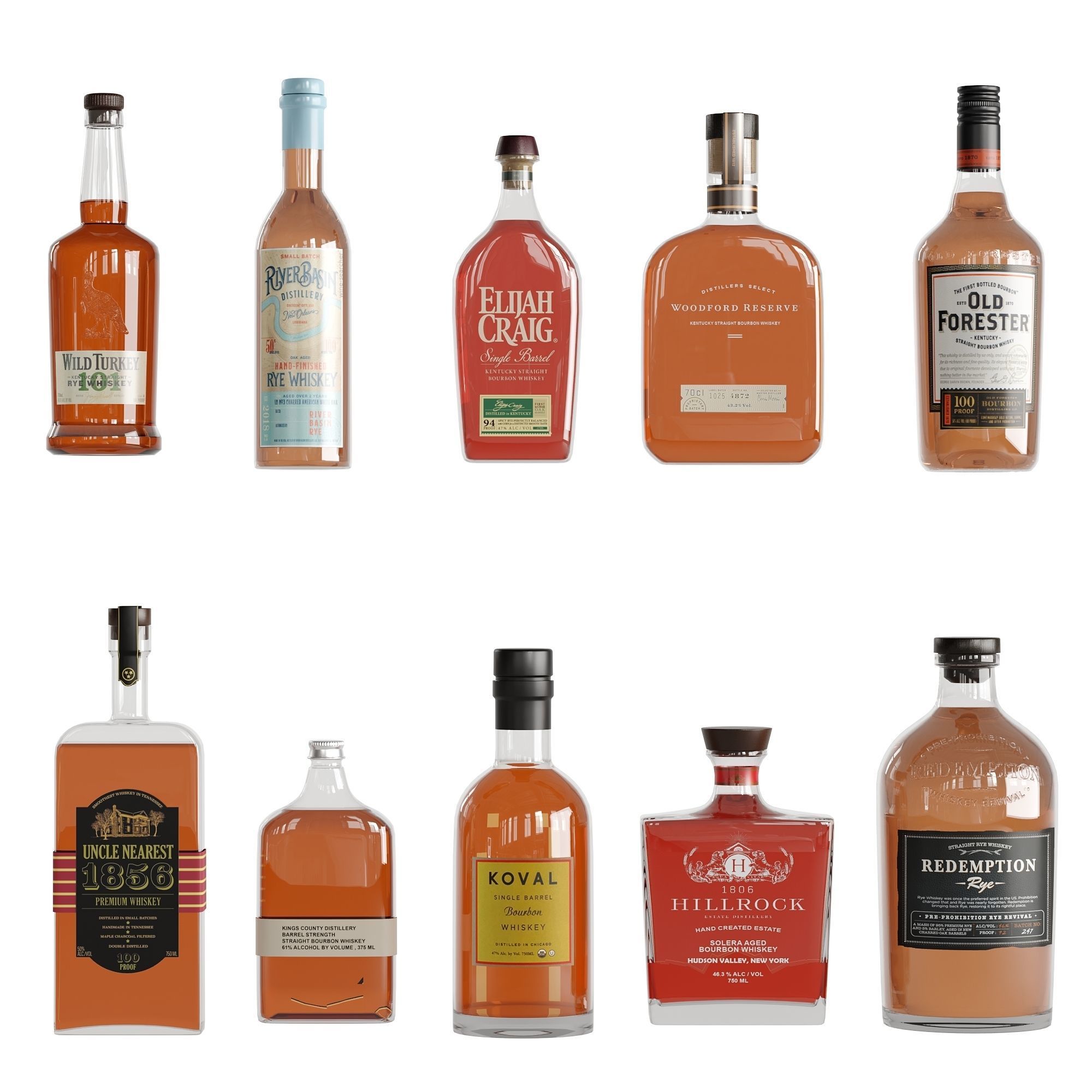 Bottles Vol 7 Whiskey vodka tequila Low-poly 3D model_3