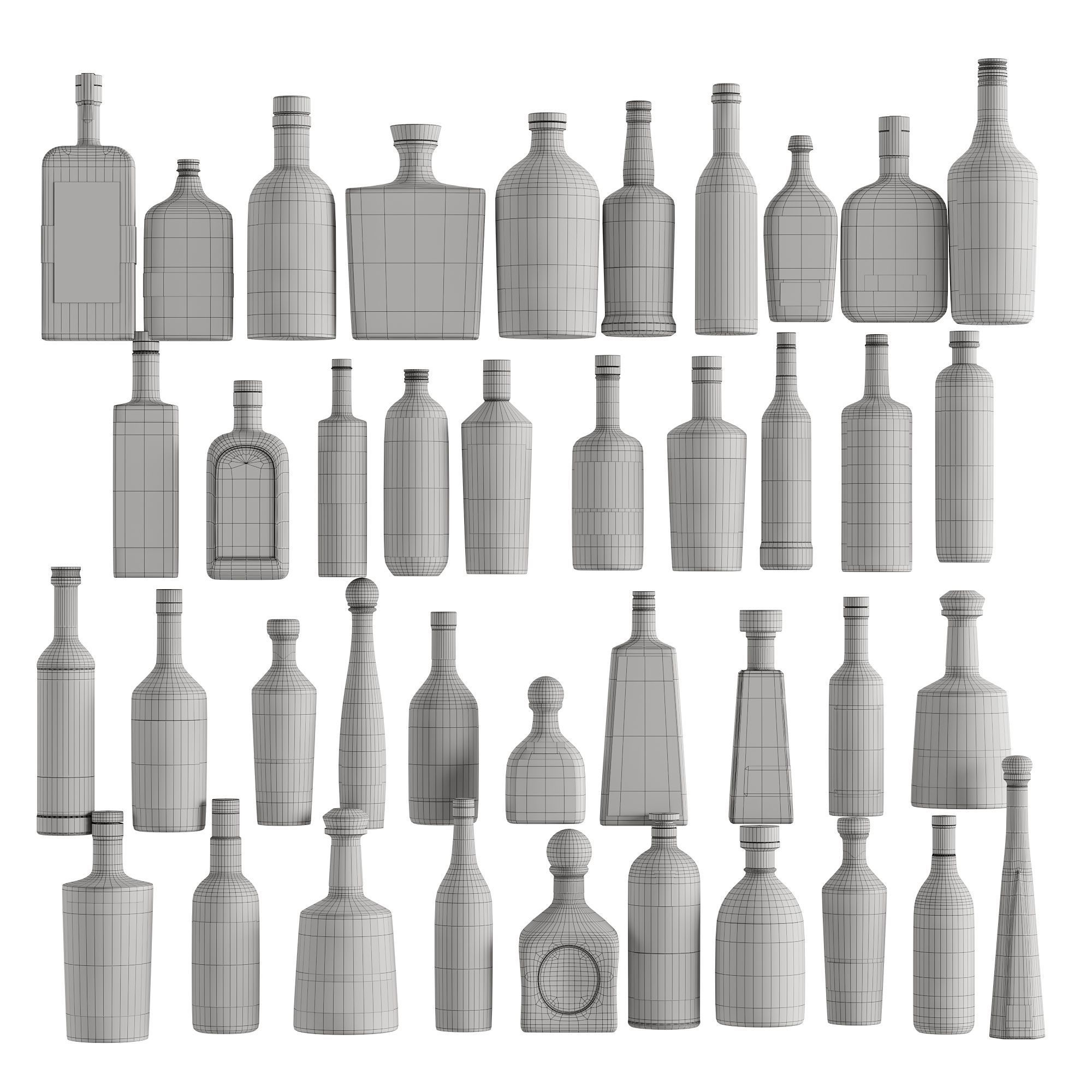 Bottles Vol 7 Whiskey vodka tequila Low-poly 3D model_6
