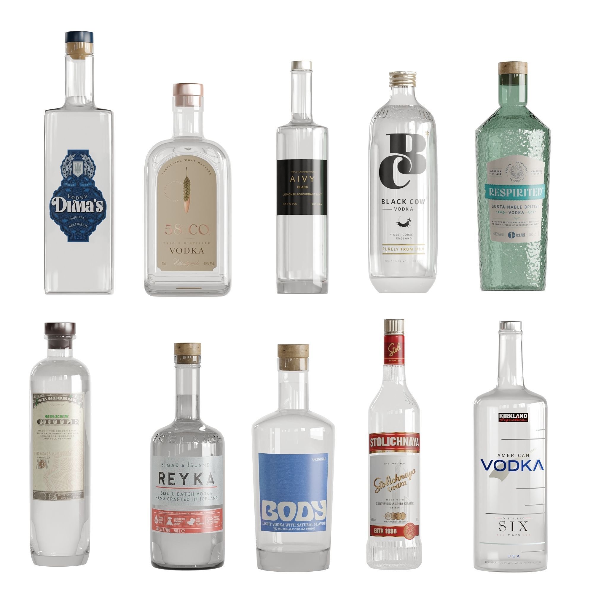 Bottles Vol 7 Whiskey vodka tequila Low-poly 3D model_5